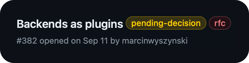 A screenshot of the state backend plugins RFC GitHub issue